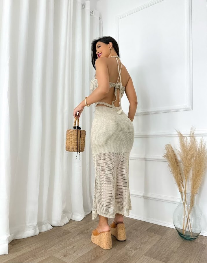 CONJUNTO TRICÔ MODAL TOP E SAIA VERÃO